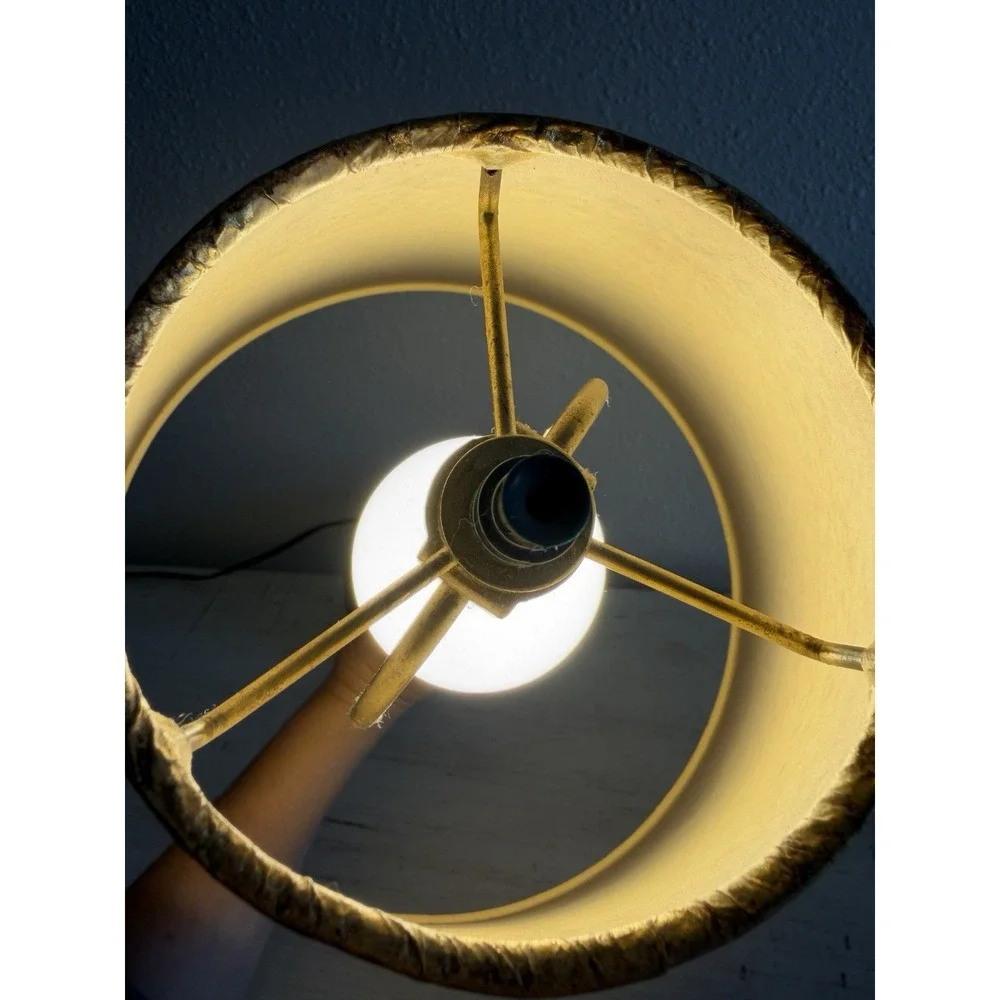 Vintage Brass‎ Leviton Candlestick Lamp With Amber Shade